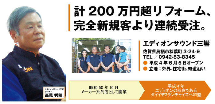 計200万円超リフォーム、完全新規客より連続受注。