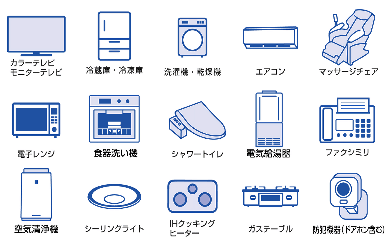 訪問修理対象商品一例